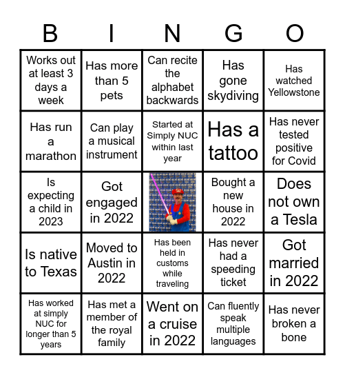 Simply NUC Holiday Party 2022 Bingo Card