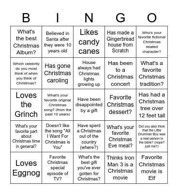 FHE ~ Christmas Edition Bingo Card