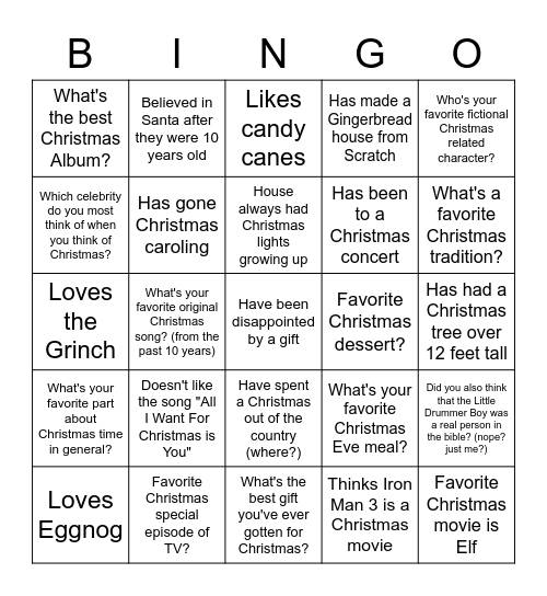 FHE ~ Christmas Edition Bingo Card