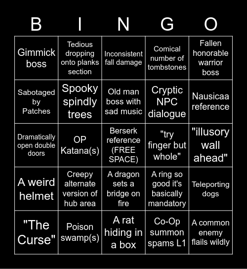 From Software bingo card Bingo Card