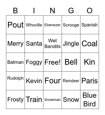 Merry Music & Movie Trivia Bingo Card