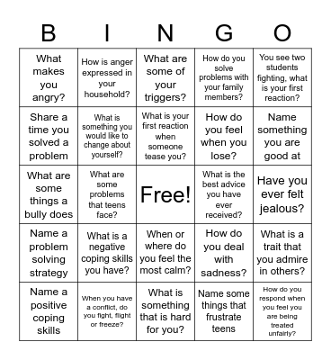 Conflict Resolution Bingo Card