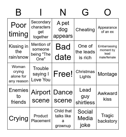 RomCom/Comedy/Musical? Bingo Card