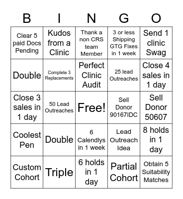 December CRS BINGO Card