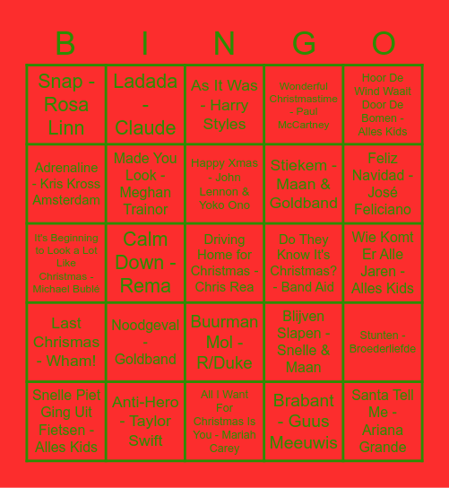 Sinterkerst SWINGO Bingo Card