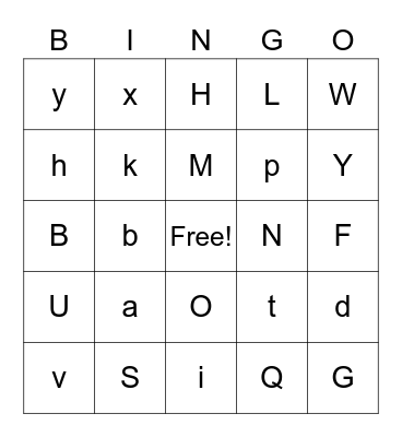 Alphabet Bingo Card
