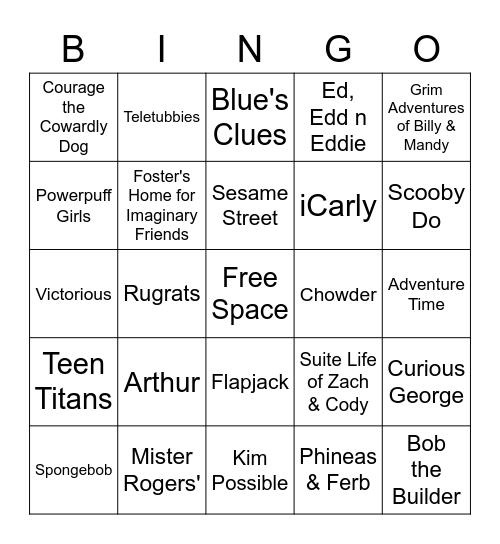 SOC101 Group #4 Childhood TV Bingo Card