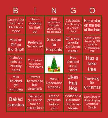 Holiday BINGO Card