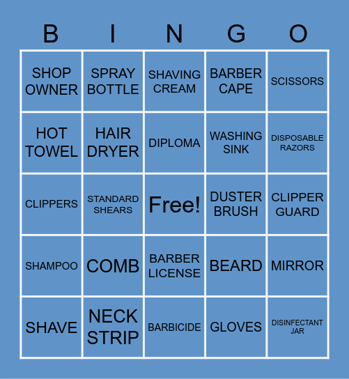 Barber Bingo Card