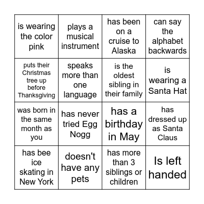 Find Someone Who... Bingo Card