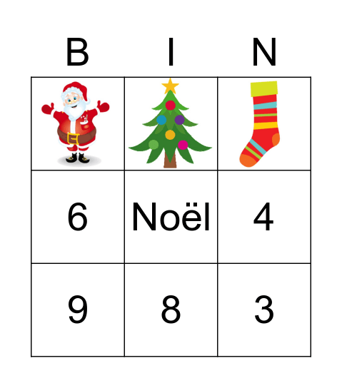 Noël Y1 Bingo Card