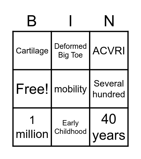 STONE MAN SYMDROME Bingo Card
