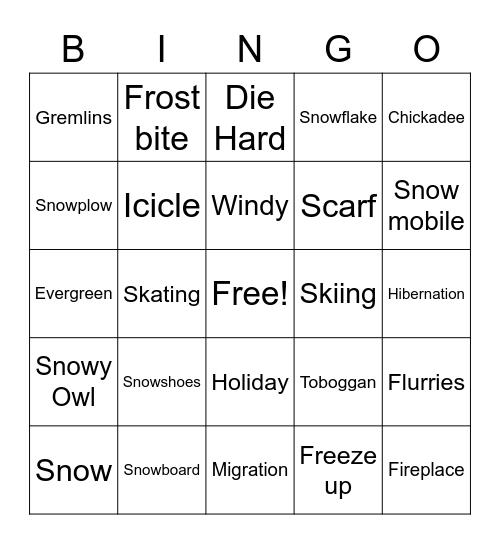 Holiday Bingo Card