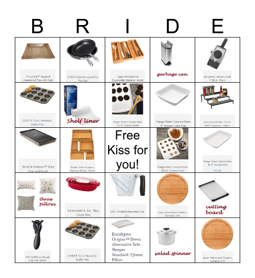 Rachel's Bridal Shower Bingo Card