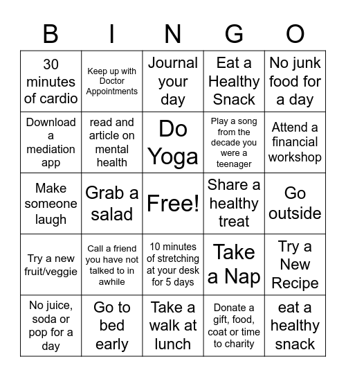 Self Care BINGO! Bingo Card