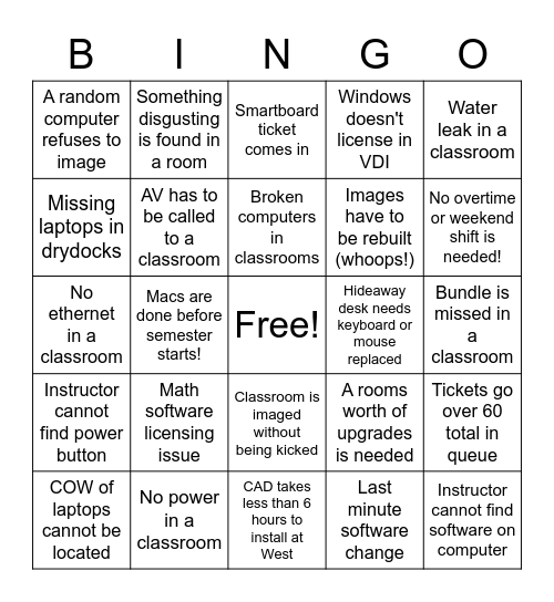 Spring '23 Semester Prep Bingo Card