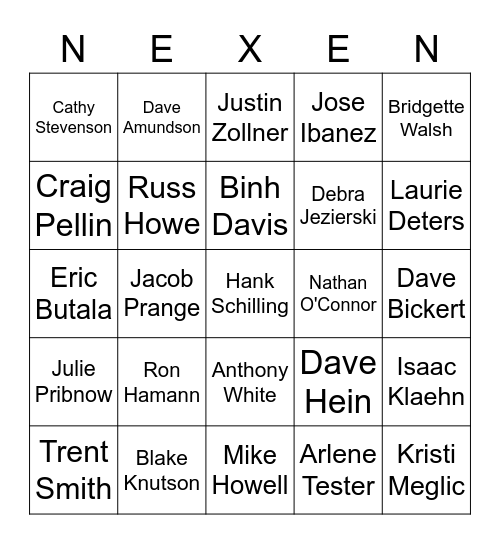 Nexen United Way Bingo - 2022 Bingo Card