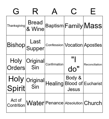 The Seven Sacraments Bingo Card