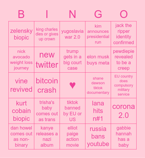 nick and mia's bingo Card