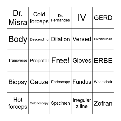 GI Bingo Card