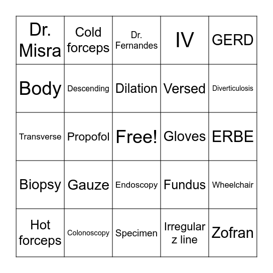 GI Bingo Card