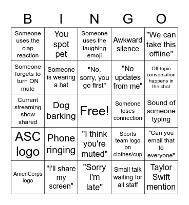 ASC Bingo Card