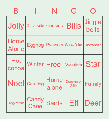Christmas Bingo Card