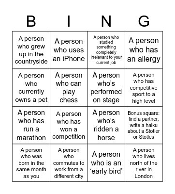 Stotles Human Bingo Card