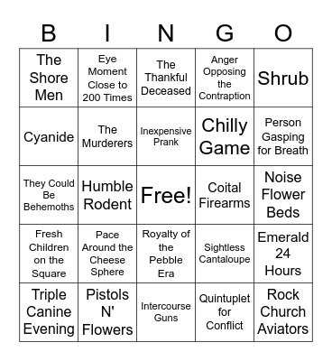 Alternate Band Names Bingo Card