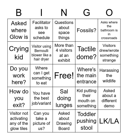 Floor Bingo Card