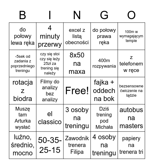 FTW Bingo Card