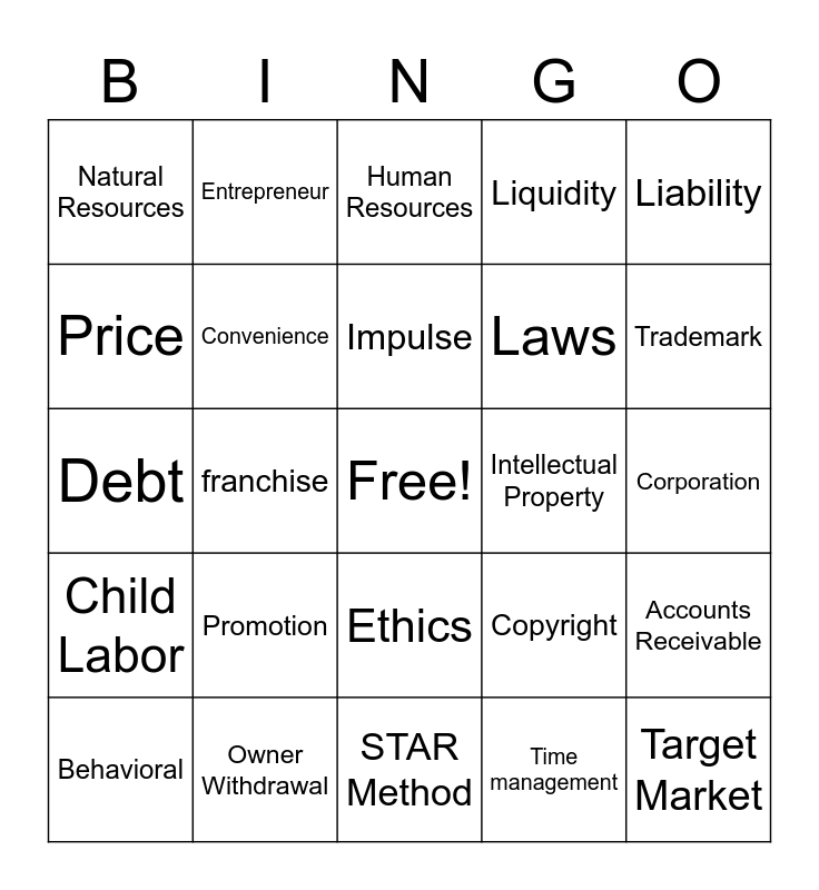 intro-to-business-final-review-1-bingo-card