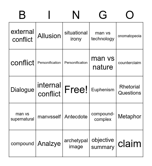 Lit Bingo Card