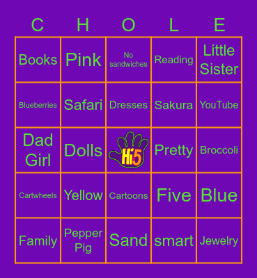 All About Chloe' Bingo Card