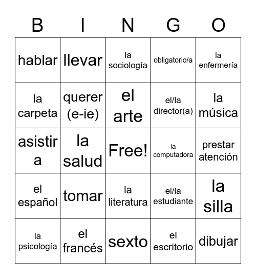 En la Escuela Bingo Card