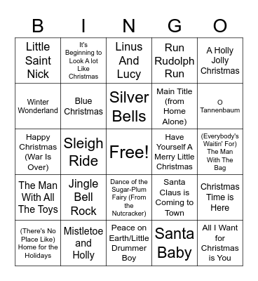 Holiday Carols Bingo Card
