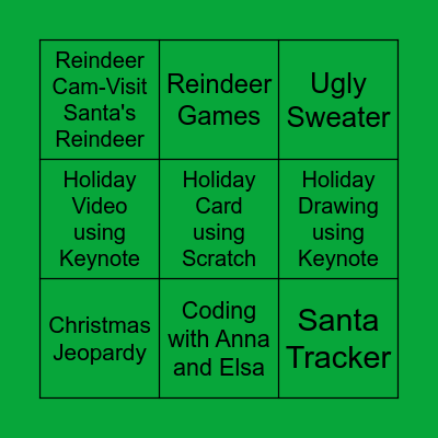 Merry Techmas Activities Bingo Card