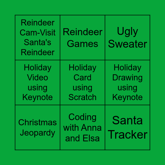 Merry Techmas Activities Bingo Card