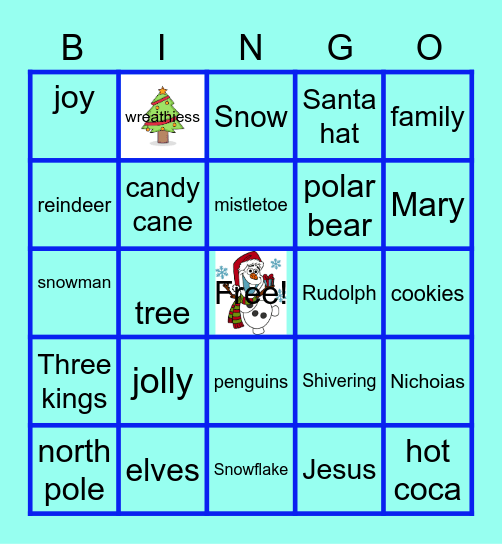 brynn and abbys chrismas bingo Card