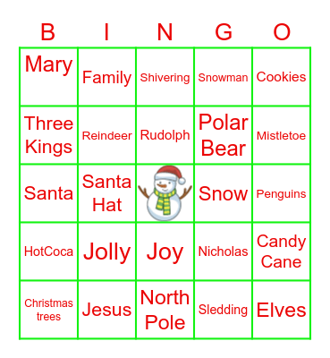 winter Bingo Card