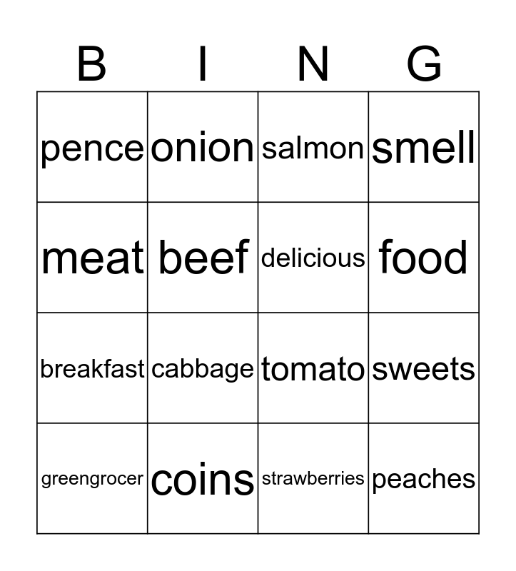Food! Bingo Card