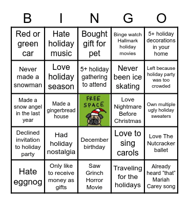 MOMCOM Holiday Bingo Card Bingo Card