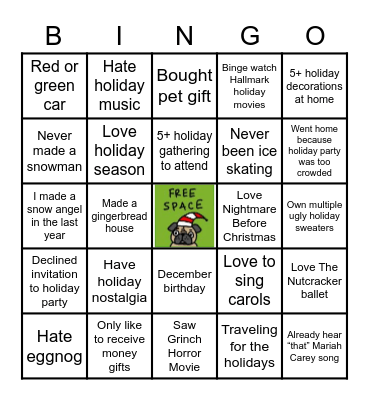 MOMCOM HOLIDAY BINGO CARD Bingo Card