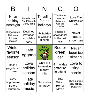 MOMCOM Holiday Bingo Card Bingo Card
