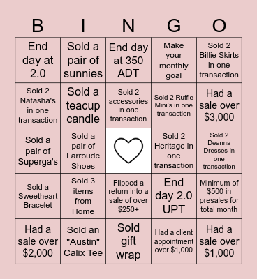 LoveShackFancy Bingo Card