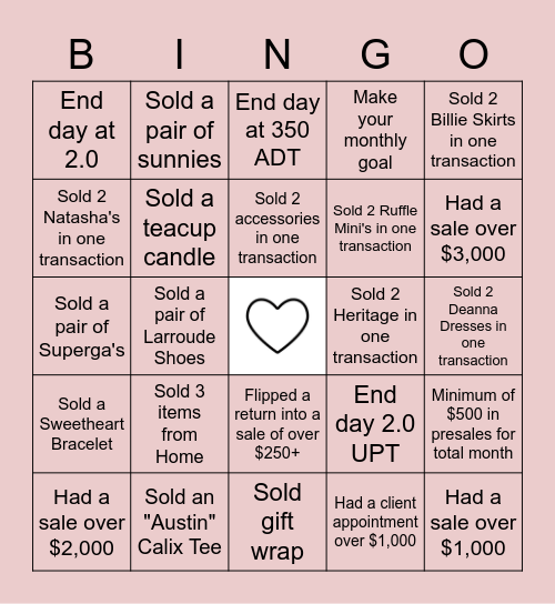 LoveShackFancy Bingo Card