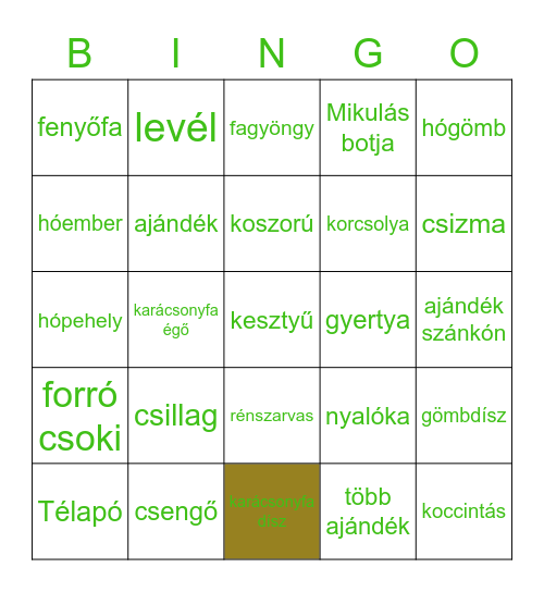 Adventi Bingo Card