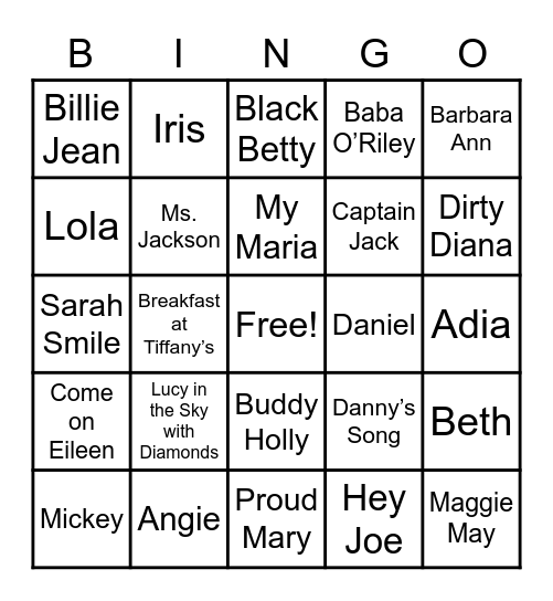 Round 2: What's in a Name? Bingo Card