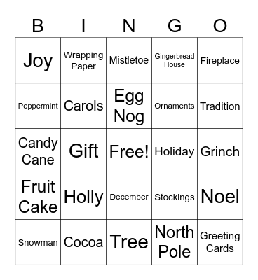 Christmas Bingo Card