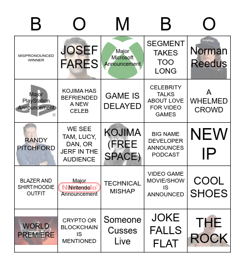 Giant Bomb x The Game Awards Bombo 2022 Bingo Card